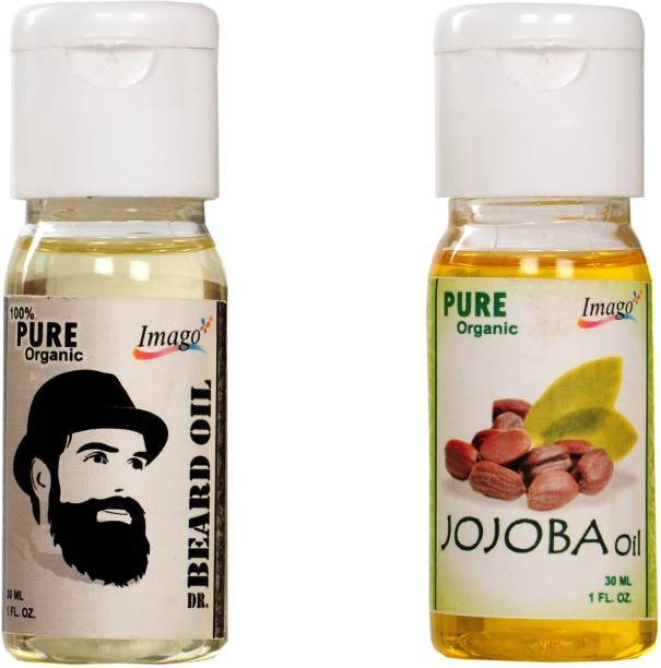 IMAGO Beard Oil & Jojoba Oil for Beard Growth, Skin Face Hair Bath essential Pure Original Oil 60ml (30ml Per Bottle) Hair Oil