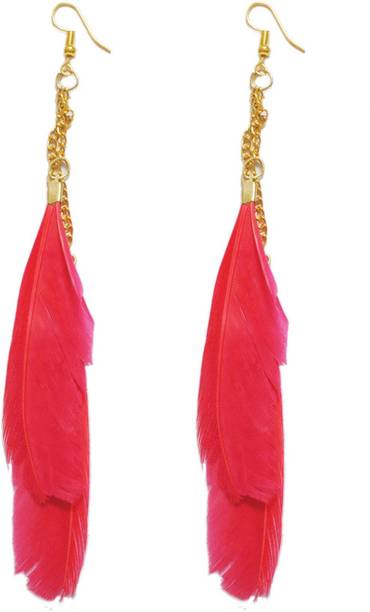Feather Earrings Online At Best Prices In Red Tribal Feather Alloy Tel Earring