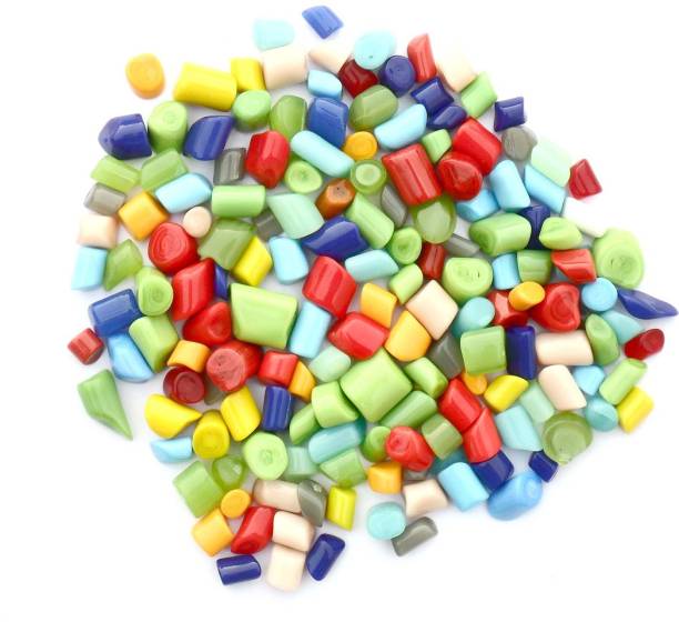 Beadworks Beadworks Multicolor high Glossy beads for decoration(PEBBLES-GL-5-250 Gm) Polished Asymmetrical Fire Glass Pebbles