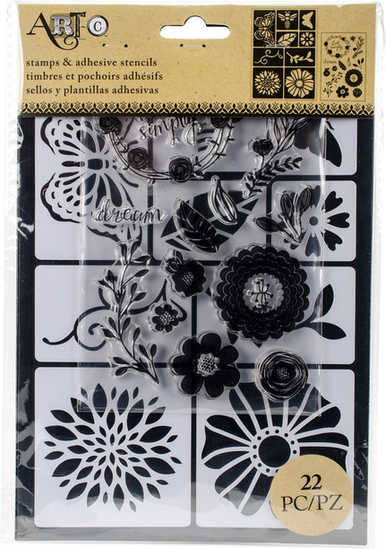 Flowers And Bugs Momenta Adhesive Stencil 6/" By 8/"