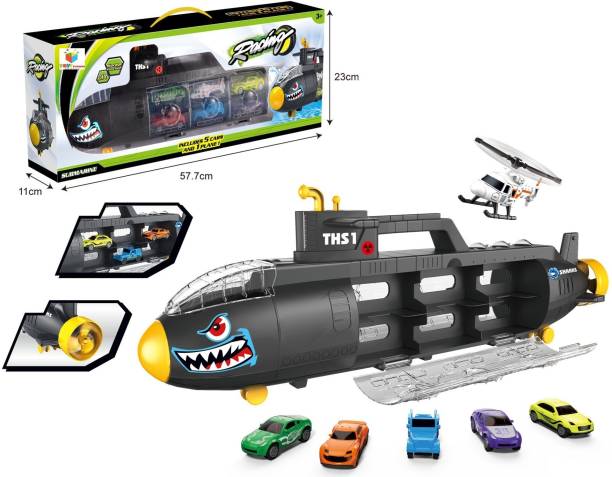 Toys Bhoomi Long Haul Submarine Transport Truck - Includes 5 Cars & 1 Helicopter Toy