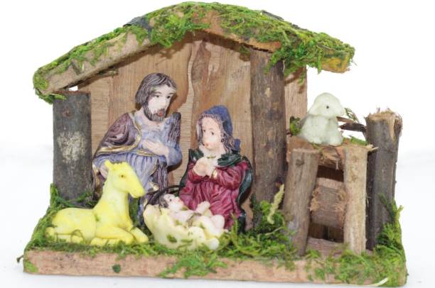 Lilone 5Pcs Christmas Crib Set House Assembled 4 cm Pack of 1