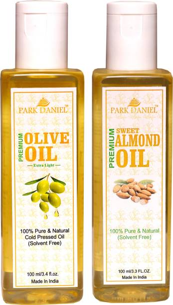 PARK DANIEL Premium Extra Light Olive Oil and Sweet Almond oil Combo of 2 No.100 ml Bottles