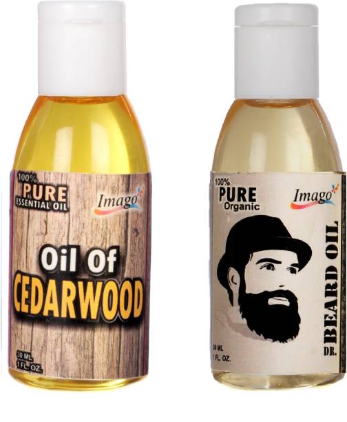 IMAGO Cedarwood Essential Oil & Dr. Beard Moustache Growth Oil for Skin Hair Massage Hair Oil