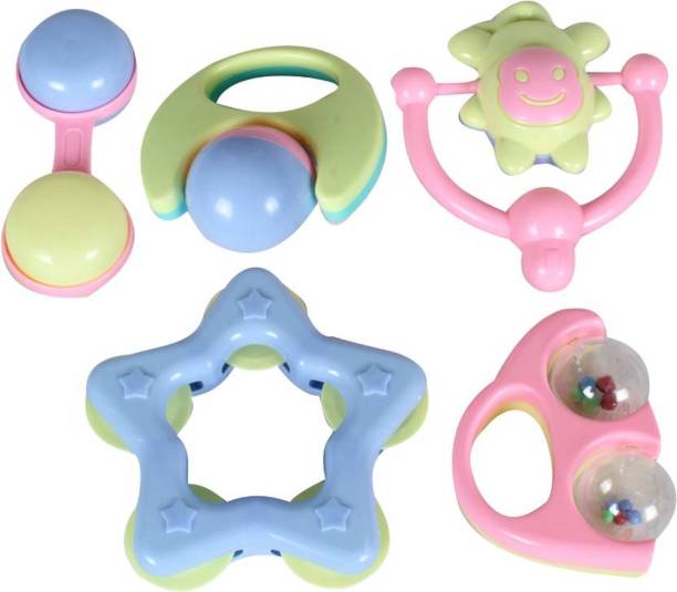A R ENTERPRISES Infant and Toddlers Bright and Colorful 5 Piece Rattle