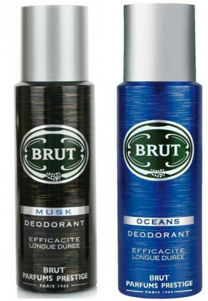 BRUT Oceans+Musk Efficacite Longue Duree Deodorant 200ml(Pack of 2) Deodorant Spray  -  For Men