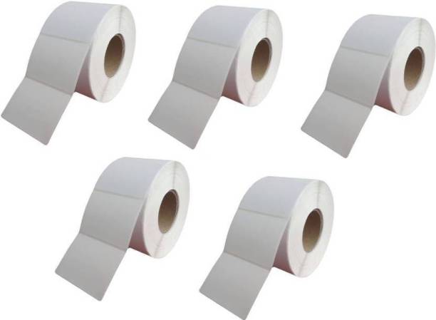 youtech 100X100MM Barcode Label Set of 5 Self-adhesive Paper Label (White) 500x5=2500 Paper Label