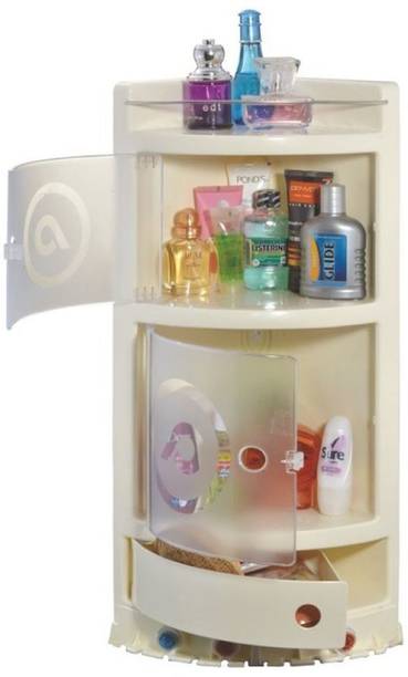 Pearl Precision Products Corner Cabinet PVC Bathroom Cabinet IVORY COLOR Plastic Wall Shelf