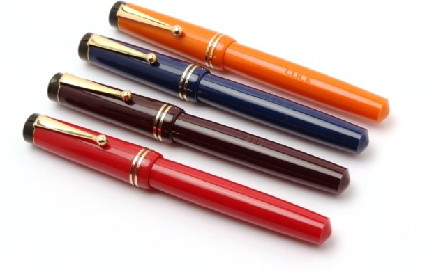 Flex Nib Diplomate Click  Fountain Pen Acrylic Red GLARE Collection
