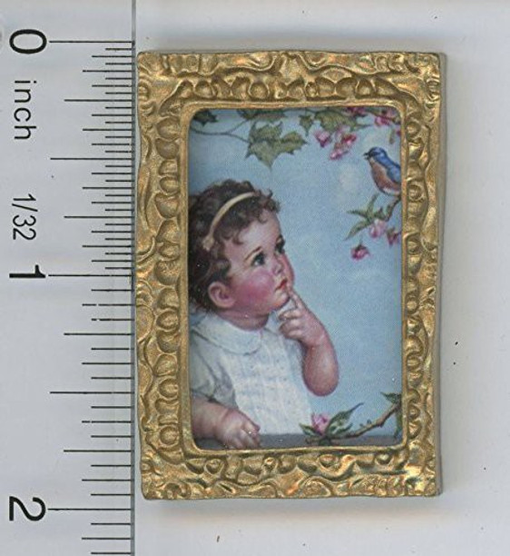Dollhouse Miniature Vintage Look Framed Bird Illustration