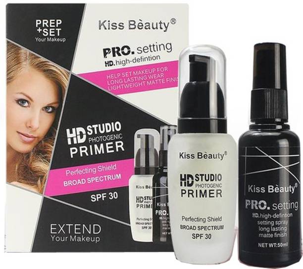 Kiss Beauty HD STUDIO PROFESSIONAL PREP+SET MAKEUP COMBO (1 PRIMER 1 FIXER)
