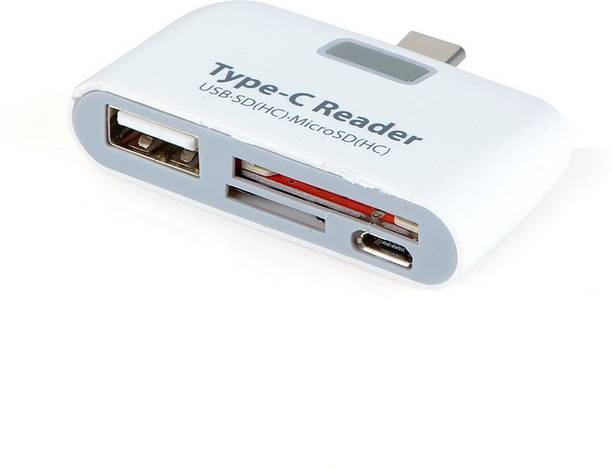 VibeX ™ 4 in 1 Multi Functions USB 3.1 Type C Hub Combo Micro SD OTG Card Reader Connection Kit Adapter (Semicircle) White High Speed™-Type-006 Card Reader