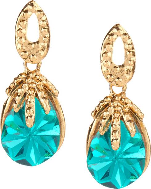 1 Gram Gold Earrings Online At Best Parna Fashion Gold Plated Green Diamond Crystal Alloy Drop Earring