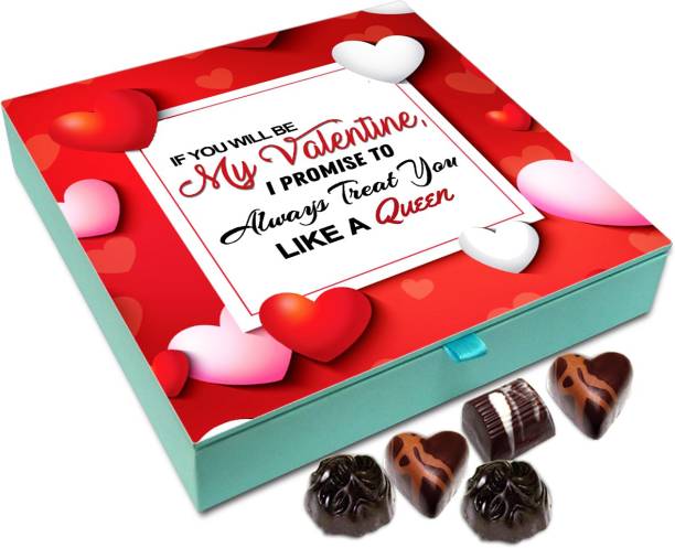 Chocholik Valentines Day Gift Box - I Promise To Treat You Like My Queen Forever Chocolate Box - 9pc Truffles