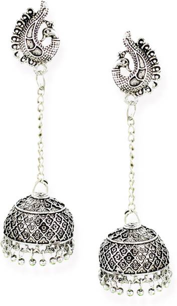 Silver Earrings Online Stud Zaveri Pearls Dome Shaped Jhumki Drop Earring Zinc Drops Danglers