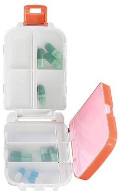 VibeX ™ Easy Carry Divided Vitamin Medicine Box Pill Case Tight Lock 8 Compartment for Daily Using ™ Easy Carry Divided Vitamin Medicine Box Pill Case Tight Lock 8 Compartment for Daily Using Pill Box