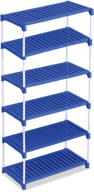 MEDED CGS Extra Strong Multipurpose Rack for Shoes, Clothes, Books & Utility Rack, Steel Frame with Plastic Shelves 6 Step Mobile with Wheels Plastic, Steel Wall Shelf