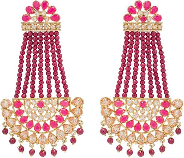 Chandelier Earrings At Best S Luxor Long Chain Jhumkhi Jhumka Diamond Pearl Alloy Chandelier Earring
