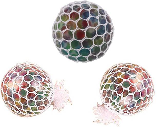 AncientKart Slimy Morph Squishy Stress Reliever Mesh Squeeze Ball Set of 3 Multicolor Putty Toy