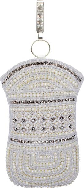 Mobile Pouch Handbags Clutches Bagaholics Ethnic Beads Pearl Clutch Silk Saree Mobile Pouch Waist Clip Las Purse Gift