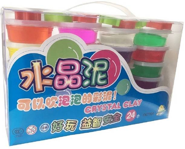 AncientKart Crystal Clay Mud Putty Slime Set of 24 with Accessories Multicolor Putty Toy
