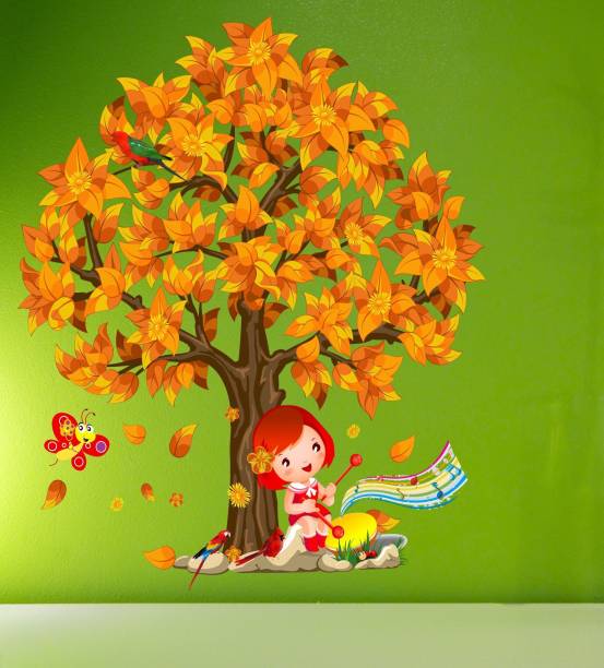 Happy Walls Girl singing under colorful tree Extra Large PVC