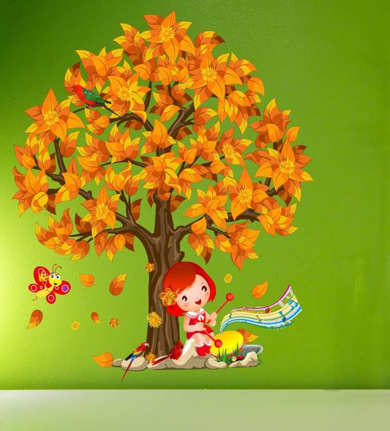 Top girl wallpaper cheap price 5stars Flipkart in India 1 Happy Walls Girl singing under colorful tree Extra Large PVC