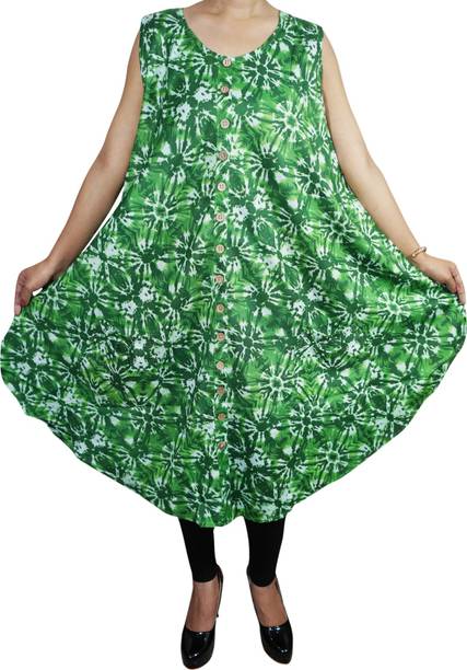Indiatrendzs Women A-line Green Dress