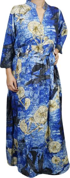 Indiatrendzs Women Maxi Blue Dress