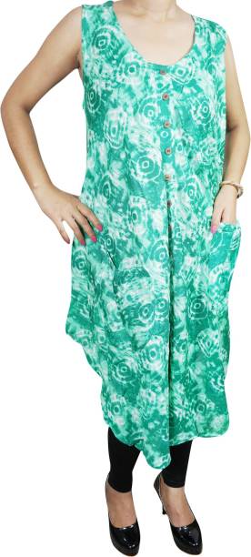 Indiatrendzs Women A-line Green Dress