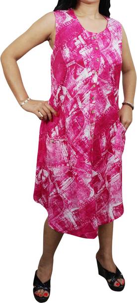Indiatrendzs Women A-line Pink Dress