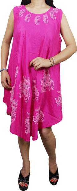 Indiatrendzs Women A-line Pink Dress