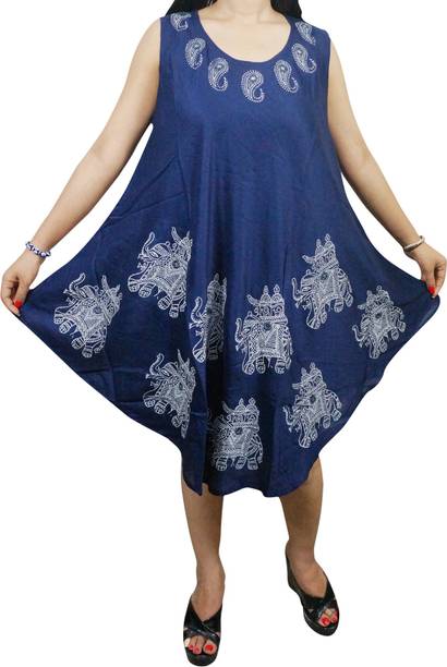 Indiatrendzs Women A-line Blue Dress