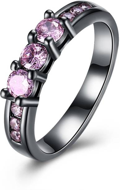 YELLOW CHIMES A5 Grade Crystal Purple Desire 18K Platinum Plated Metal Platinum Plated Ring