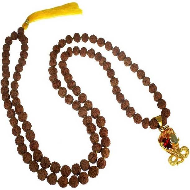Numeroastro Numeroastro Garnet & Cats Eye Gemstone Mala For Rahu-Ketu & Kaalsarp Dosh Nivaran. Garnet, Cat's Eye Gold-plated Plated Wood, Stone Chain