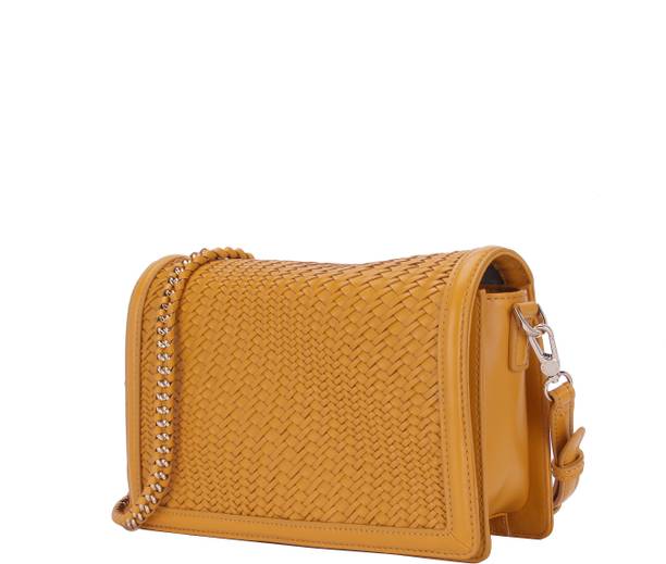 Sabrina Scala Handbags Clutches Sabrina Scala Hand Woven Yellow Shoulder Bag