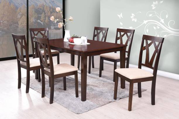Furn Central Estela Solid Wood 6 Seater Dining Set