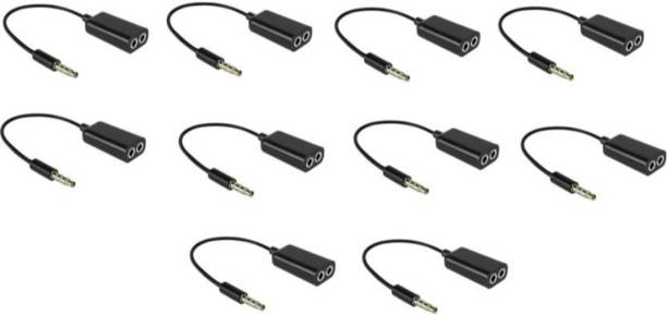 BLENDIA Black Sets of 10 Premium Series 3.5mm Metal Stereo Audio Male To 2 x 3.5mm Female Earphone Splitter Cable. Phone Converter