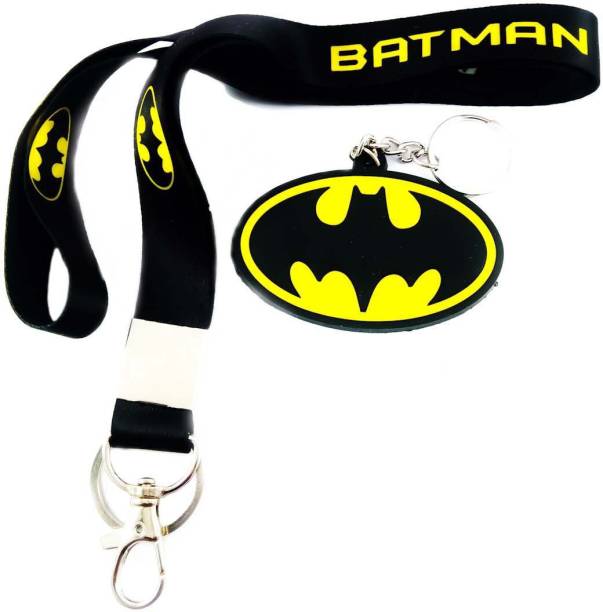 ShopTop Fabric ID Tag of Batman with Batman Rubber Locking Key Chain
