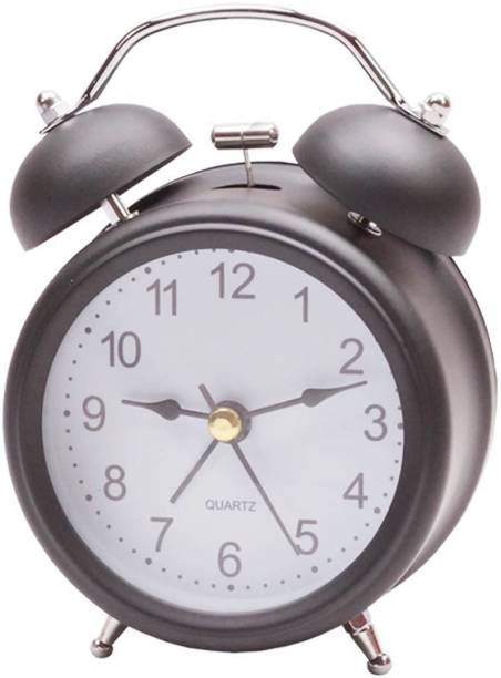 JAMBOREE Analog Black, Smart Buy Alarm Clock with Nightlight, Cuitan Vintage Silent Ticking Table Twin Bell Wake Up Alarm Clock for Students/Children/Office Workers/Travelers, Battery Operated (Battery Is Not Included) Clock