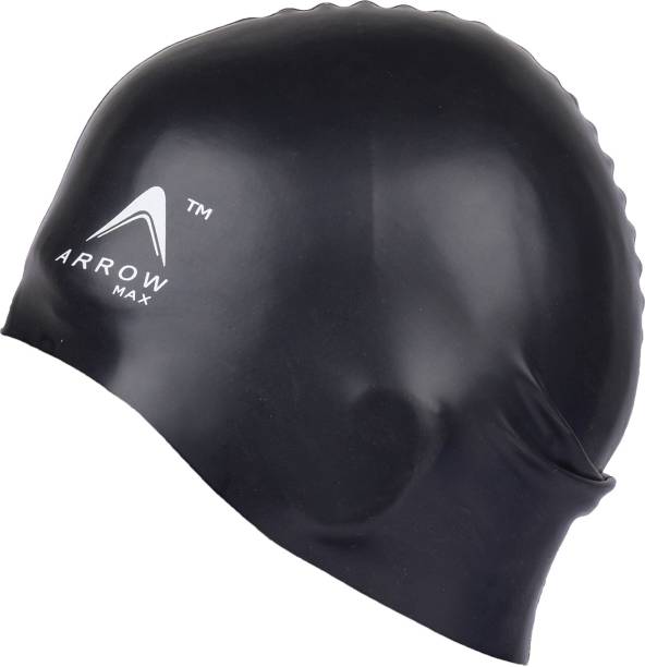 ArrowMax Professional Swimming Cap full silicon ,Black By Krasa Swimming Cap