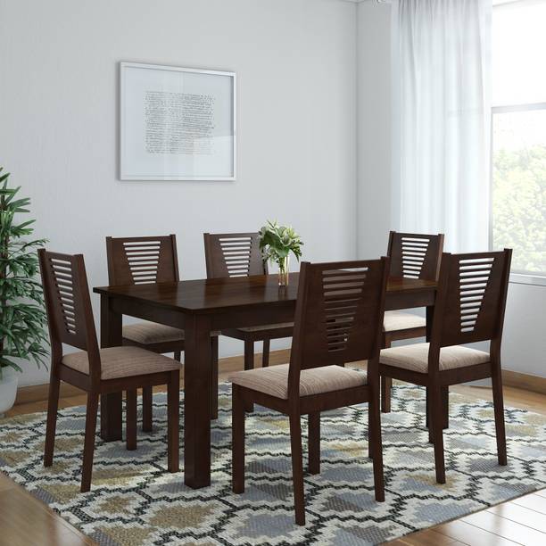 Dining Table Sets 40 80 Off On Woodness Vivian Solid Wood 6 Seater Dining Set