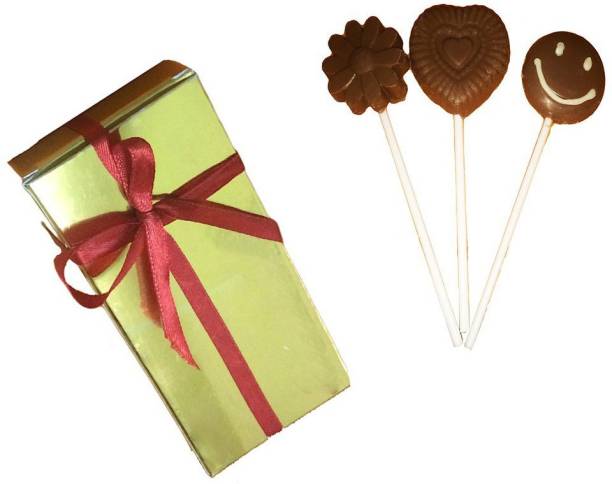 Swankit's Homemade Heart & Flower Shape Candy Lolipop Dark Chocolate 120 g Crackles
