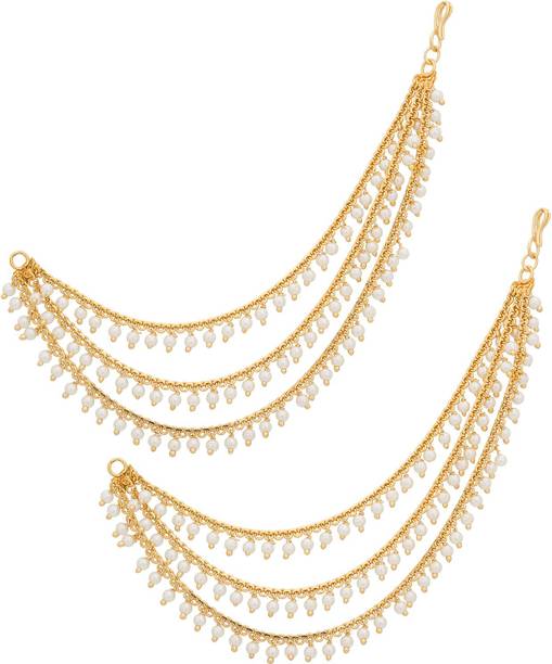 Chain Earrings Online At Best Prices In India Luxor Bollywood Inspired Long Chain Pearl Alloy Cuff Earring