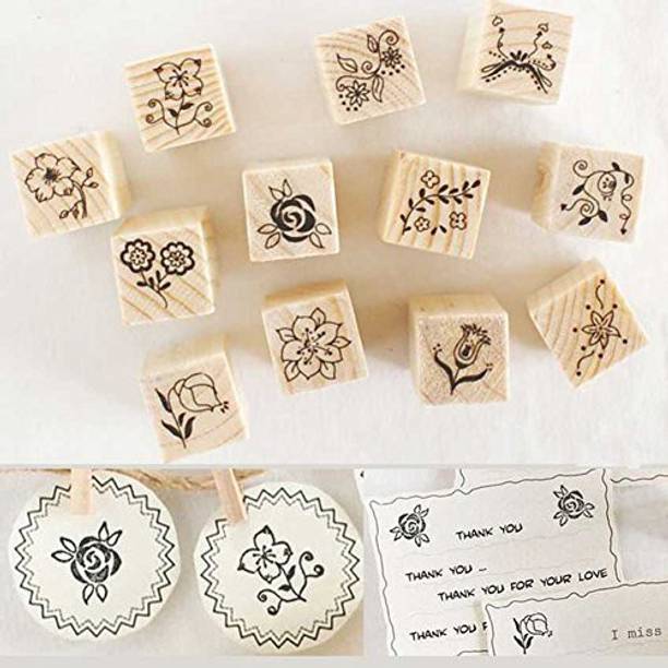Fashionclubs Art Craft Kits Online Fashionclubs 24pcs Diy Flower Wooden Rubber Stamp For Craft And Sbooking