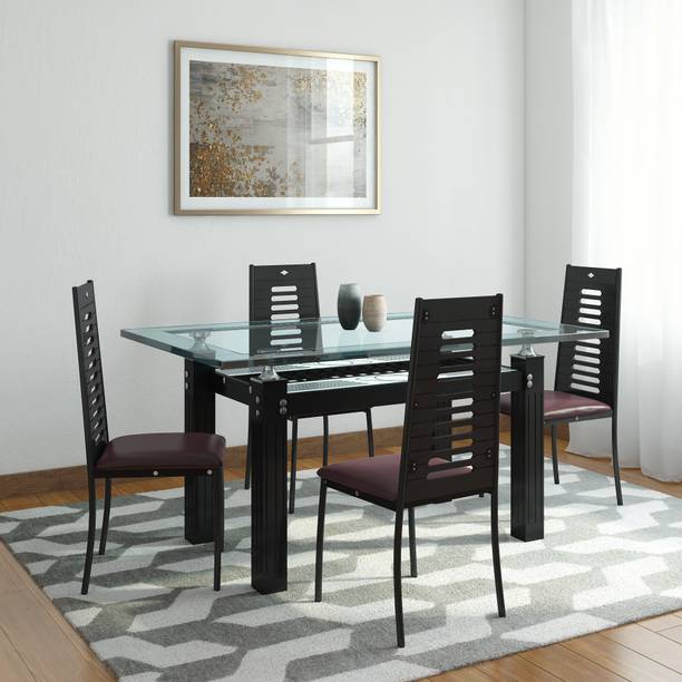 4 Seater Dining Tables Sets At Ed S On Flipkart Royaloak County Glass 4 Seater Dining Set