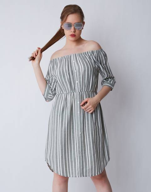 Shirt Dresses Online At Best Prices In India Provogue Women S A Line Grey Dress