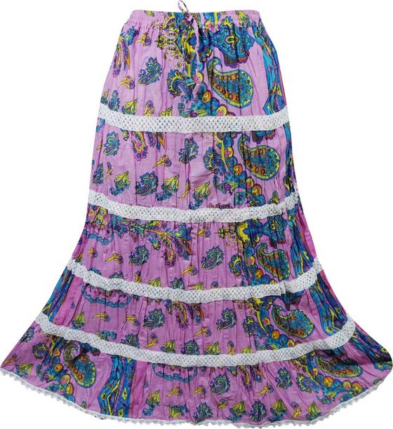 Indiatrendzs Printed Women A-line Pink Skirt