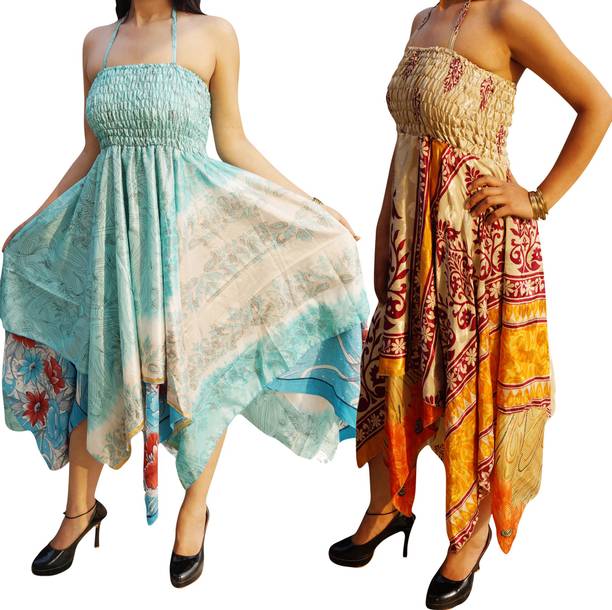 Indiatrendzs Women's Fit and Flare Multicolor Dress