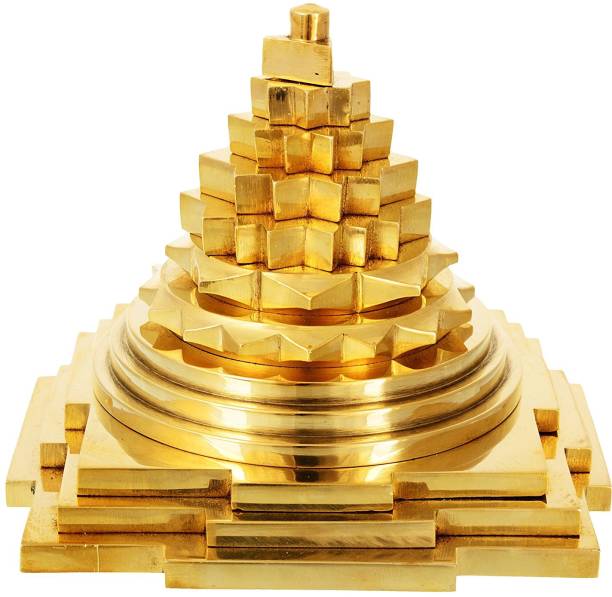Kesar Zems Brass Meru Prusth Shree Yantra (10 cm x 10 cm x 10 cm, Gold) Brass Yantra